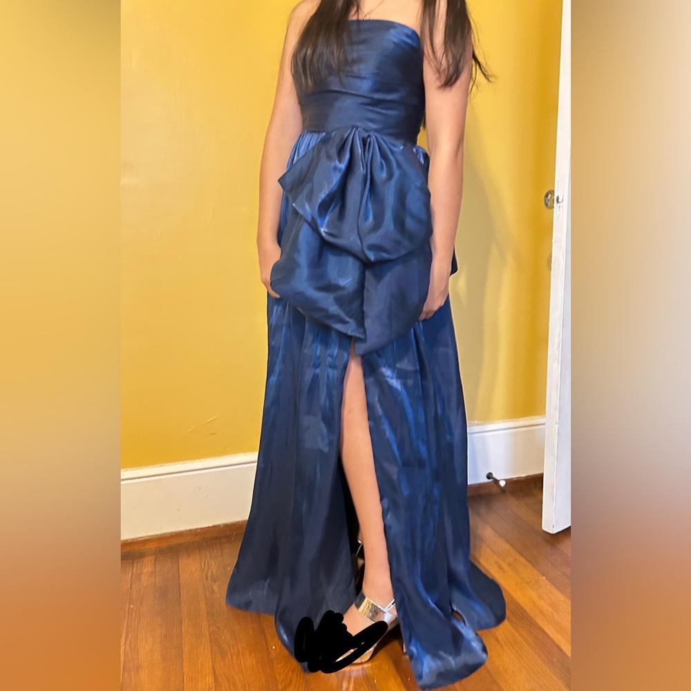 Navy Blue Strapless Formal Dress
